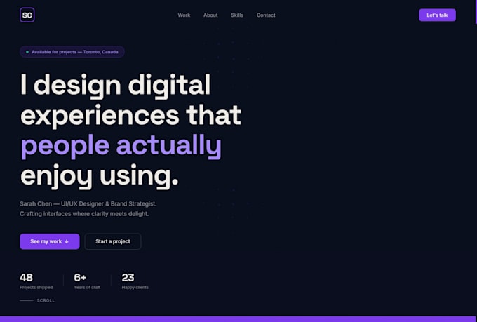 a stunning freelancer portfolio website with next js